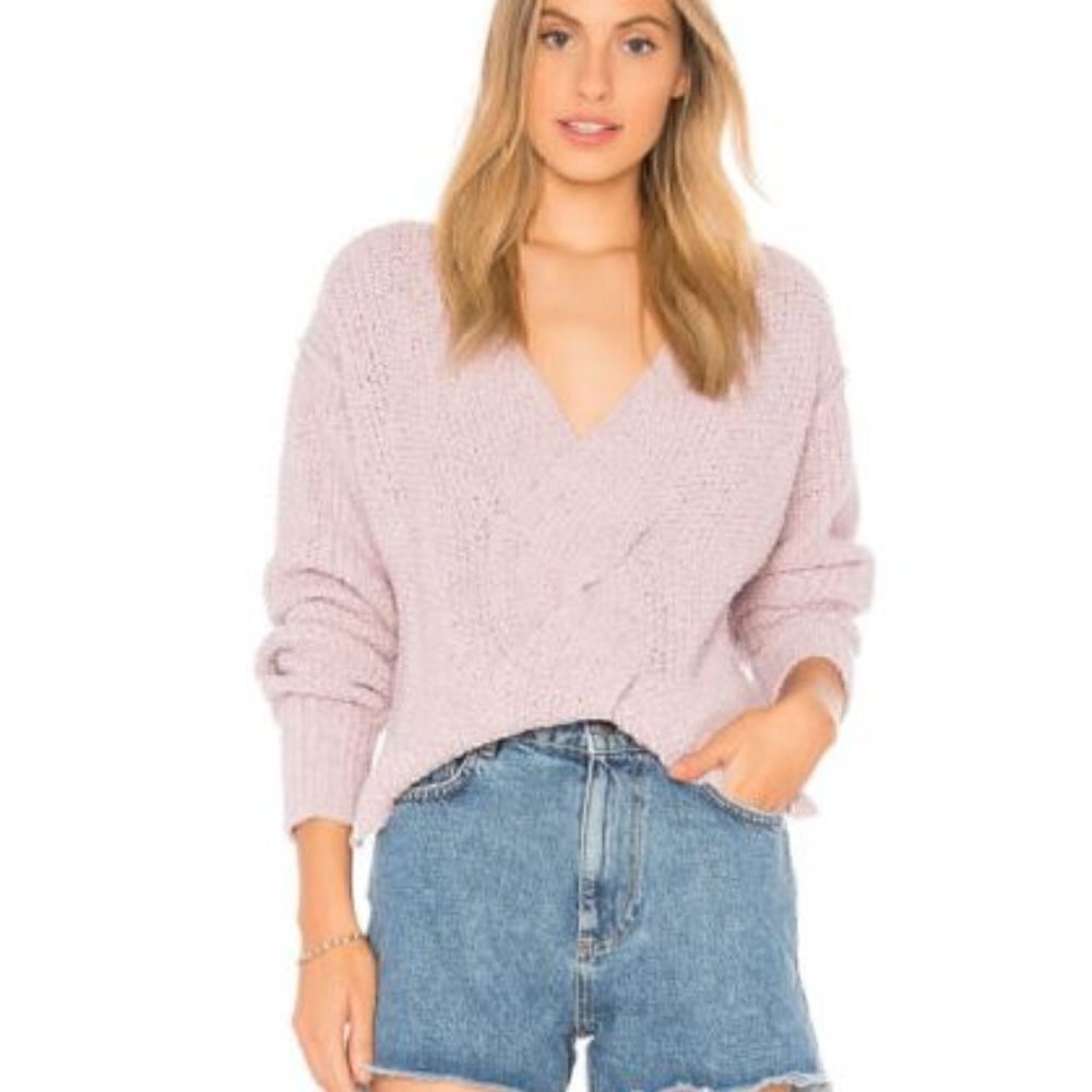 Free People Light Purple Coco V-neck sweater Size Large